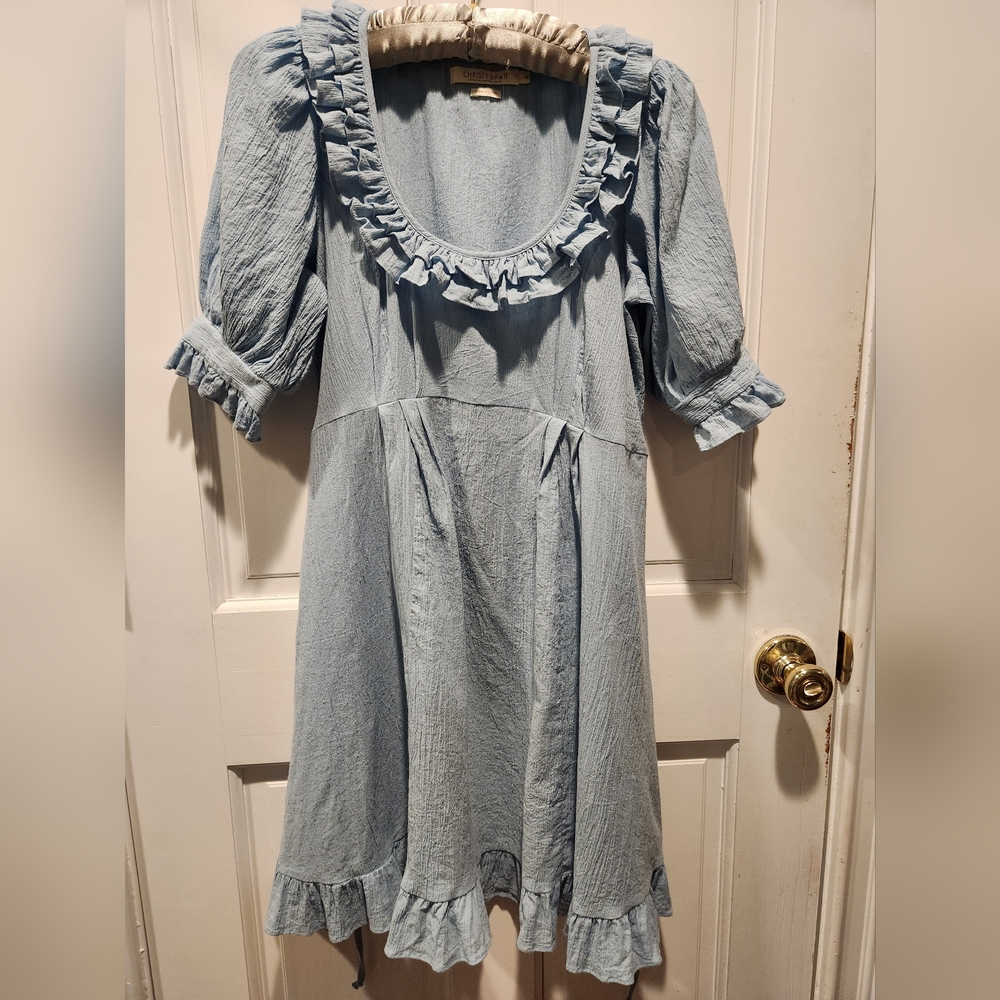 Christy Dawn Light Blue Ruffle Mini Dress XS - Picture 3 of 6